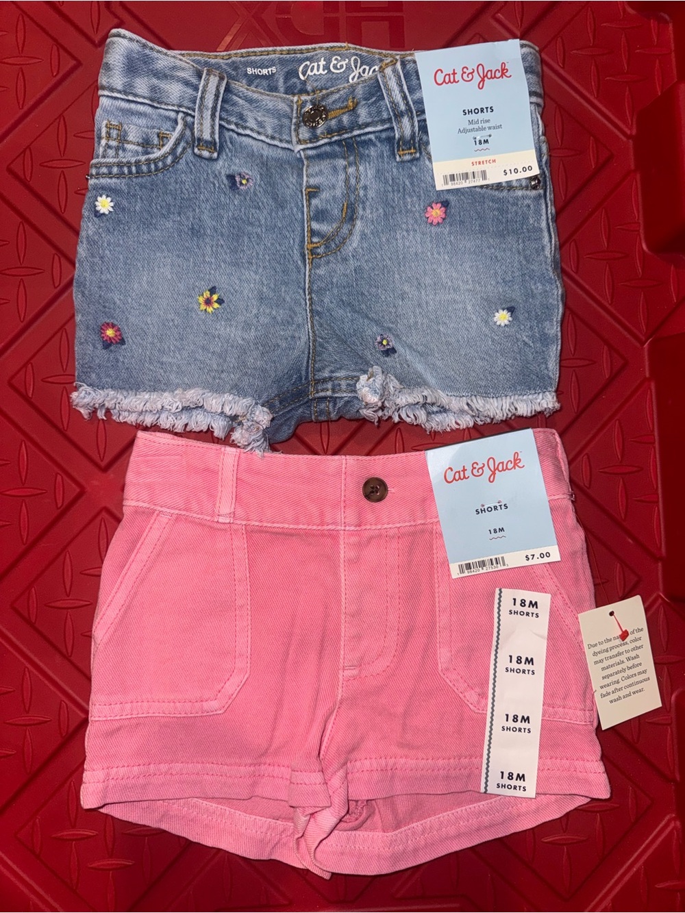 Cat & Jack Denim Daisy Embroidered Shorts & Pink soft denim Shorts